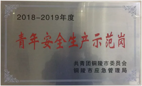 国星化工生产中控岗荣获 铜陵市“青年安全示范岗”荣誉称号